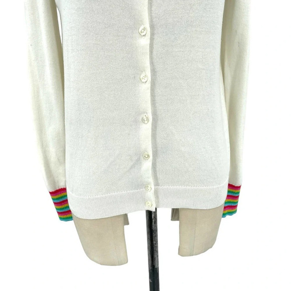 Boden Lytton Sparkle Cardigan Sweater‎ Ivory Rainbow Style US 4 - Picture 4 of 8